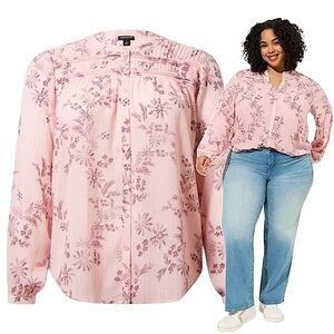 TORRID Semi-Sheer Chiffon Lurex Pintuck Blouse‎ w/Subtle Sparkling Stripes NWT